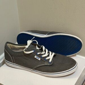 Vans Authentic Lo Pro Grey/Pewter & Blue Canvas Skate Sneakers Woman’s/Men’s 8.5